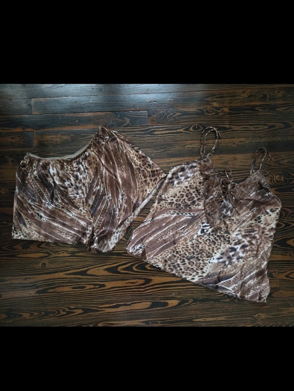 Secret Treasures Indie Sleaze Y2K Leopard Animal Print Satin Pajama Set Medium